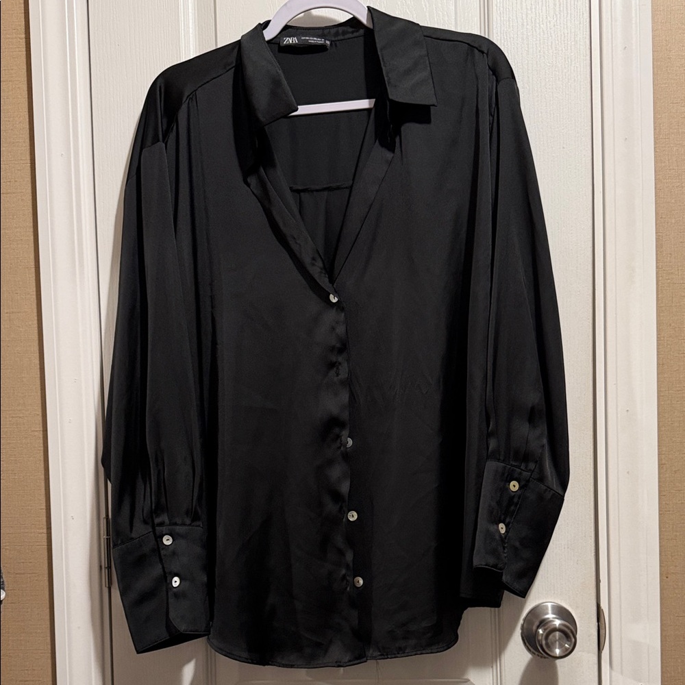 Zara Black Satin Shirt